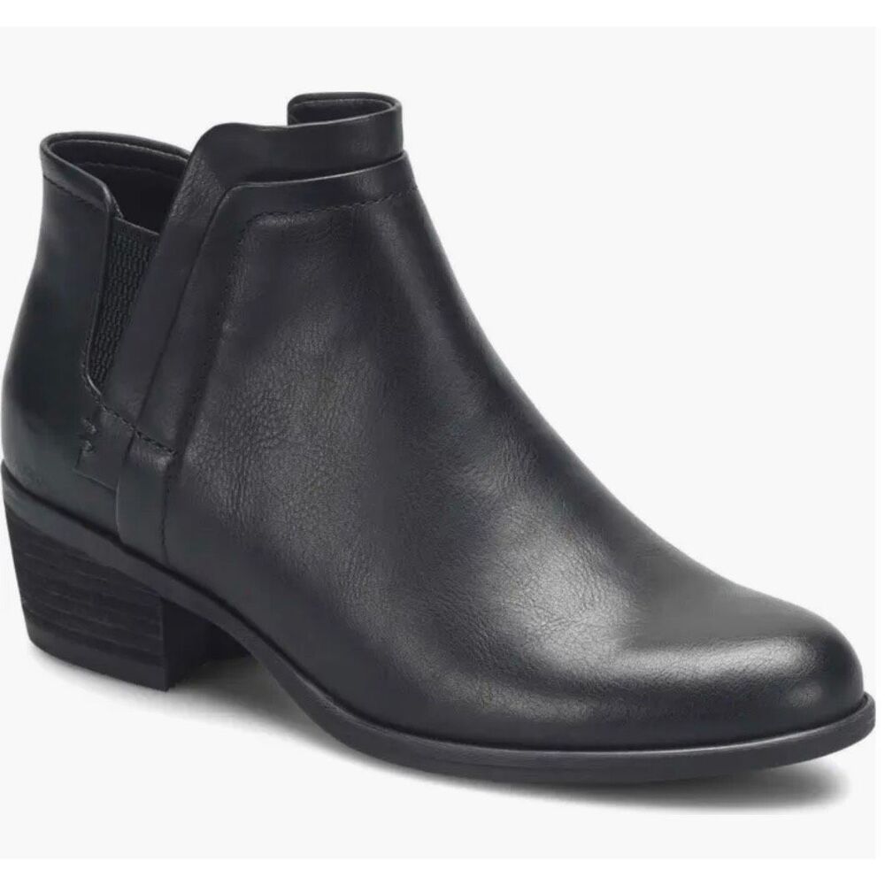 B.o.c Ankle Booties Size 8 Black Block Heel Elastic Gore Panels Cushioned